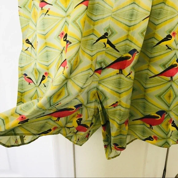 Crop david peck M Silk romper Artsy chartreuse bird print - Picture 12 of 12